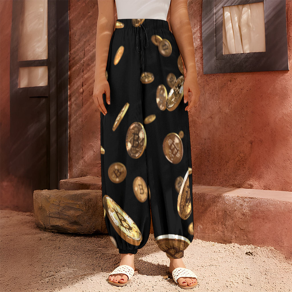 Falling Bitcoin Print Harem Pants