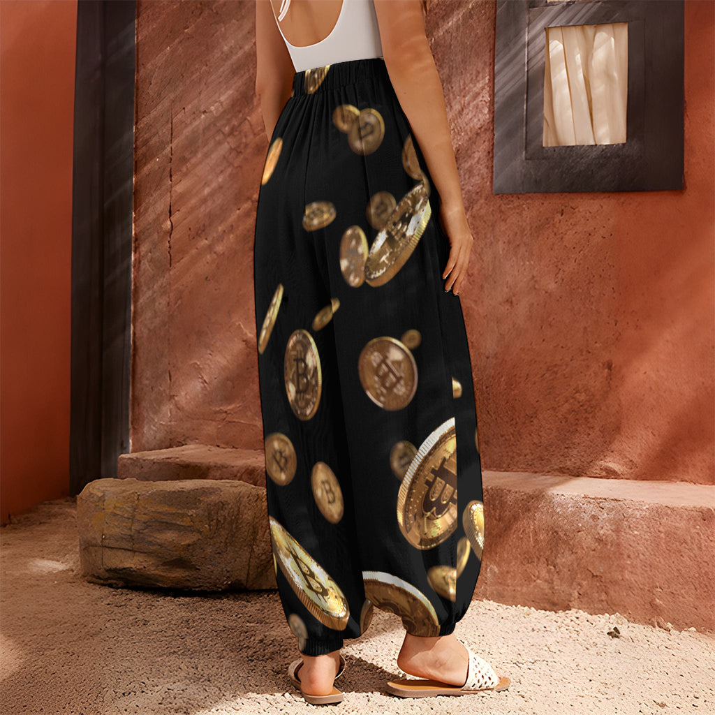 Falling Bitcoin Print Harem Pants