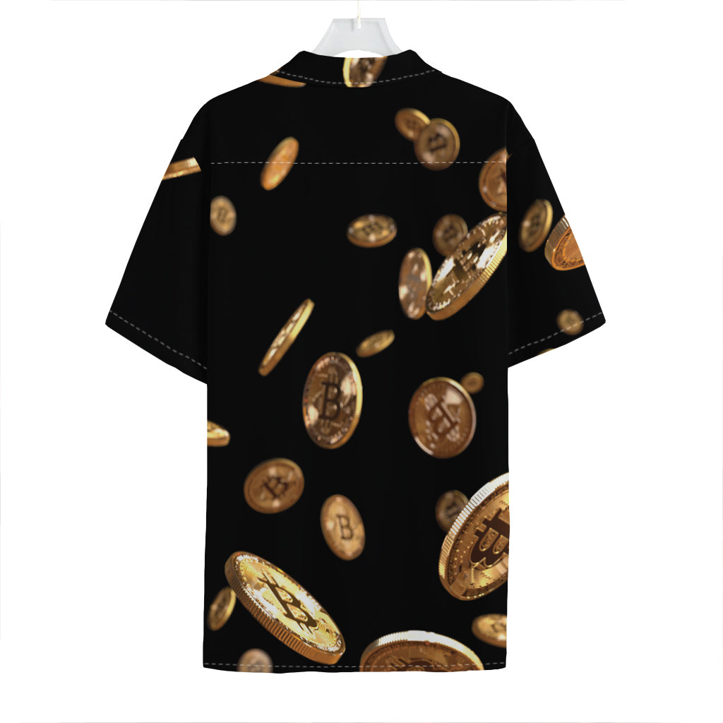 Falling Bitcoin Print Hawaiian Shirt