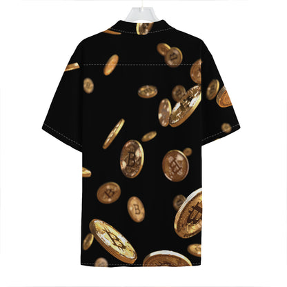 Falling Bitcoin Print Hawaiian Shirt