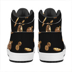 Falling Bitcoin Print High Top Leather Sneakers