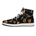 Falling Bitcoin Print High Top Leather Sneakers