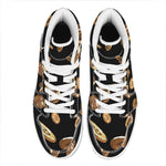 Falling Bitcoin Print High Top Leather Sneakers
