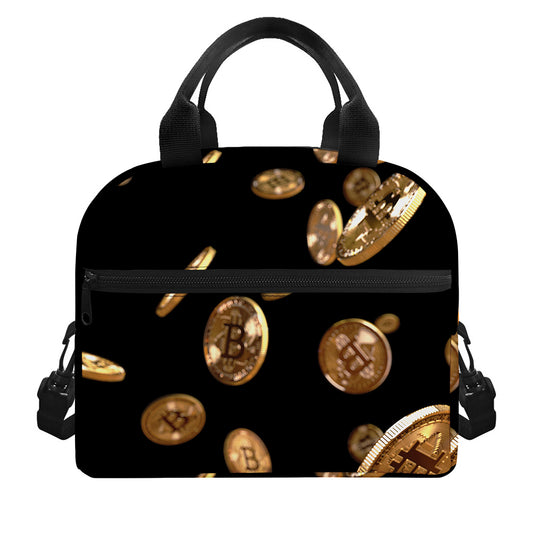 Falling Bitcoin Print Insulated Lunch Bag