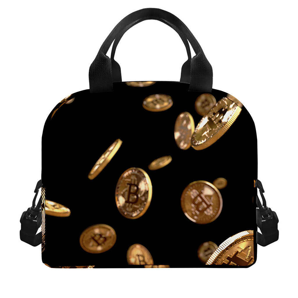 Falling Bitcoin Print Insulated Lunch Bag