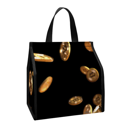 Falling Bitcoin Print Insulated Lunch Tote