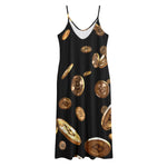 Falling Bitcoin Print Jersey Midi Cami Dress