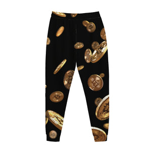 Falling Bitcoin Print Jogger Pants