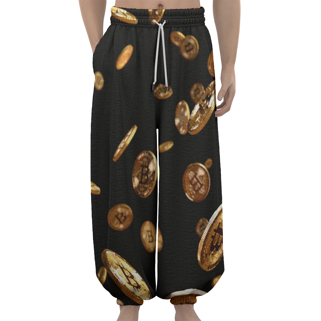 Falling Bitcoin Print Lantern Pants