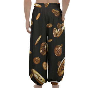 Falling Bitcoin Print Lantern Pants