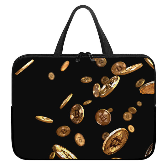 Falling Bitcoin Print Laptop Sleeve With Handle