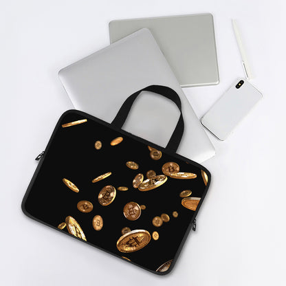 Falling Bitcoin Print Laptop Sleeve With Handle