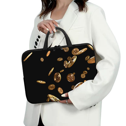 Falling Bitcoin Print Laptop Sleeve With Handle