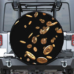 Falling Bitcoin Print Leather Spare Tire Cover