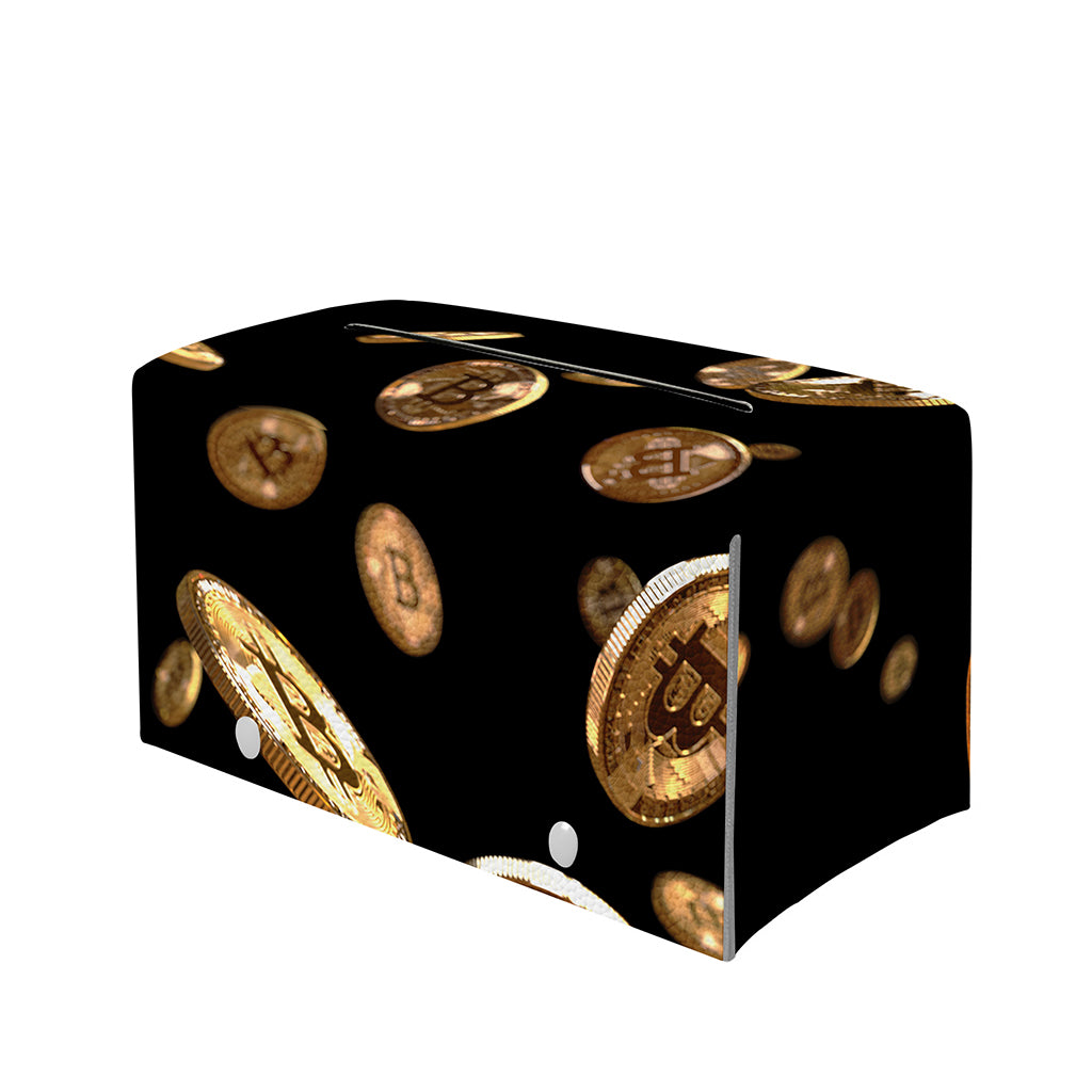 Falling Bitcoin Print Leather Tissue Box Cover