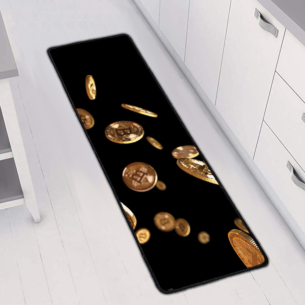 Falling Bitcoin Print Long Kitchen Mat