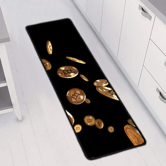 Falling Bitcoin Print Long Kitchen Mat