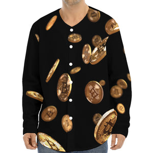 Falling Bitcoin Print Long Sleeve Baseball Jersey