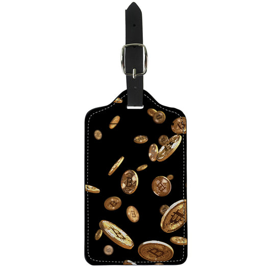 Falling Bitcoin Print Luggage Tag