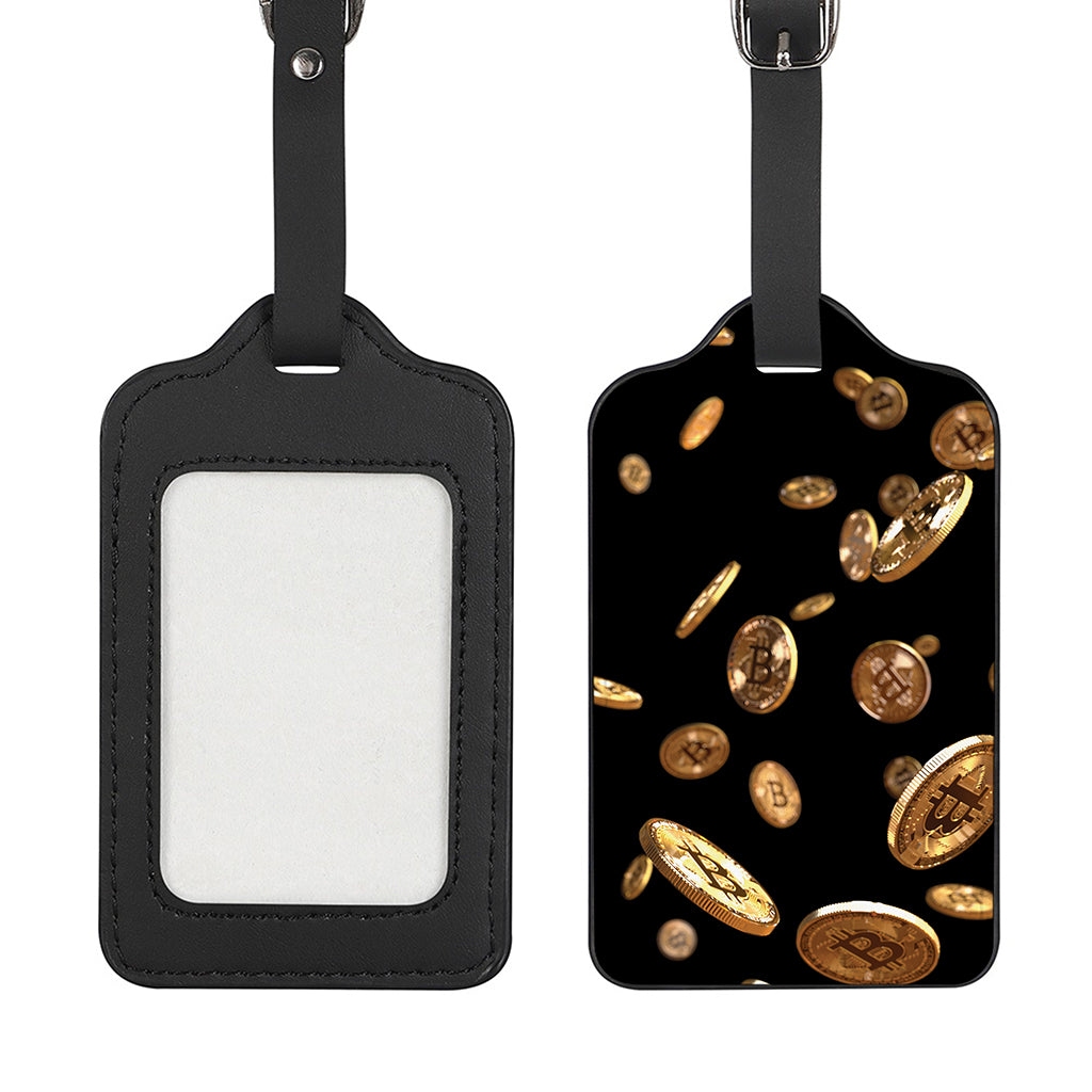Falling Bitcoin Print Luggage Tag