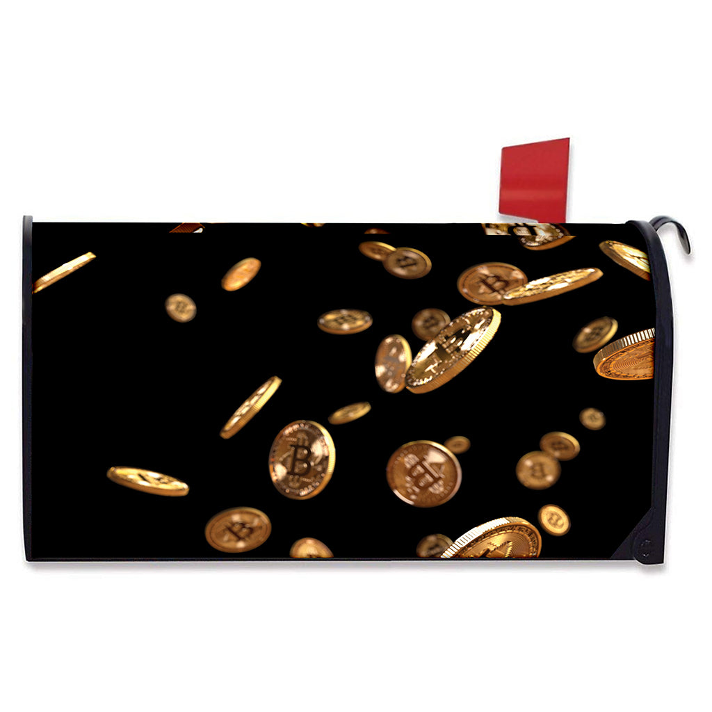 Falling Bitcoin Print Mailbox Cover