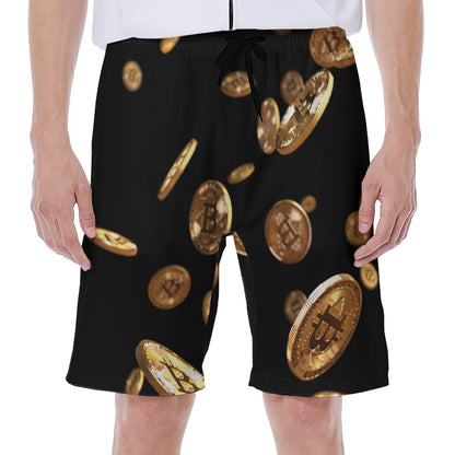 Falling Bitcoin Print Men's Beach Shorts