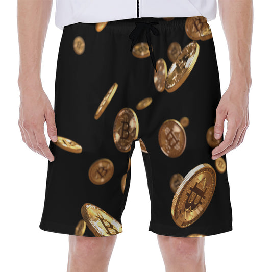 Falling Bitcoin Print Men's Beach Shorts