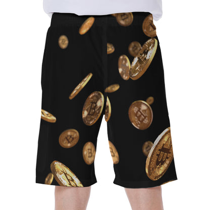 Falling Bitcoin Print Men's Beach Shorts