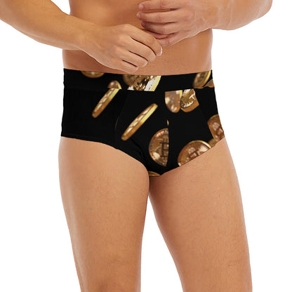 Falling Bitcoin Print Men's Briefs