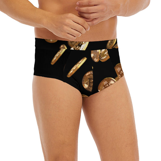 Falling Bitcoin Print Men's Briefs
