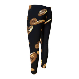 Falling Bitcoin Print Men's Compression Pants