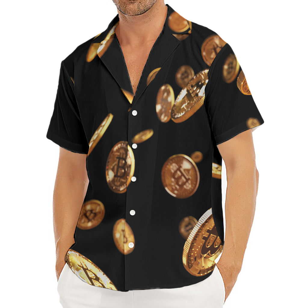 Falling Bitcoin Print Men's Deep V-Neck Shirt