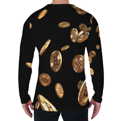 Falling Bitcoin Print Men's Long Sleeve T-Shirt