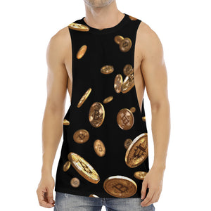 Falling Bitcoin Print Men's Muscle Tank Top