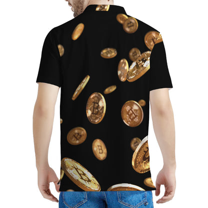 Falling Bitcoin Print Men's Polo Shirt