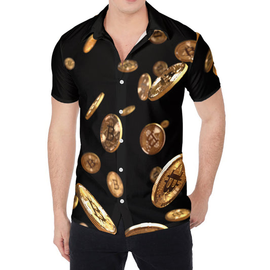 Falling Bitcoin Print Men's Shirt