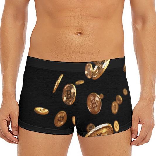 Falling Bitcoin Print Men's Short Boxer Briefs