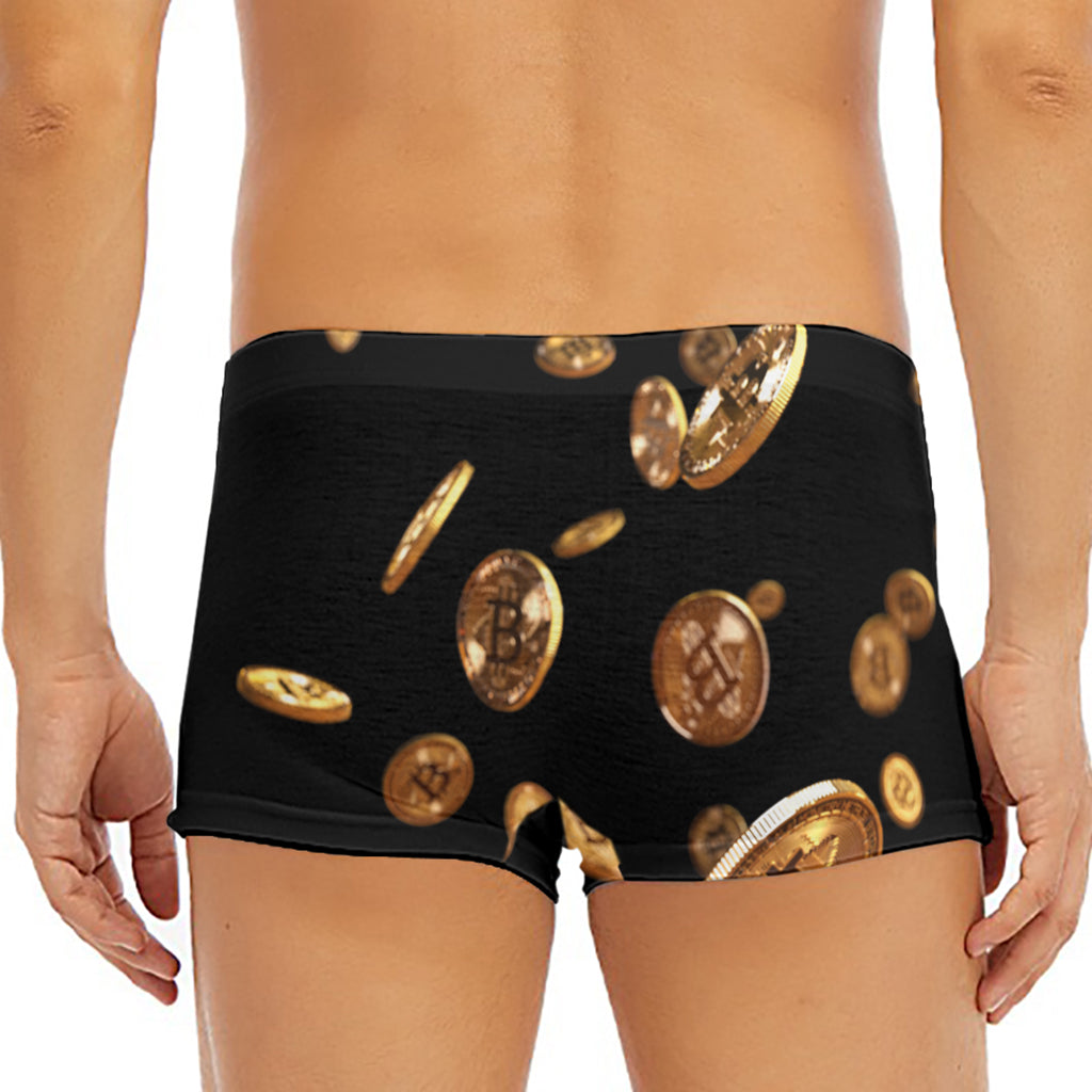 Falling Bitcoin Print Men's Short Boxer Briefs