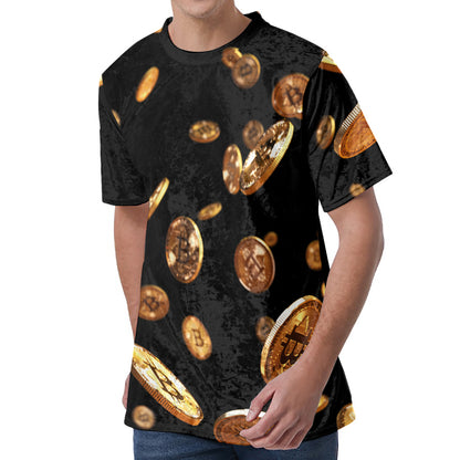 Falling Bitcoin Print Men's Velvet T-Shirt