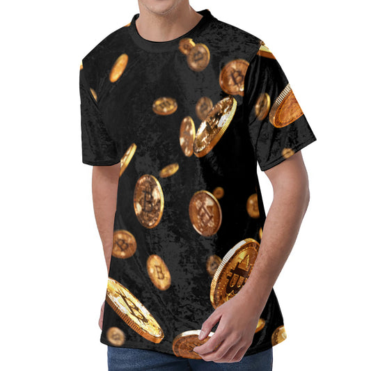 Falling Bitcoin Print Men's Velvet T-Shirt