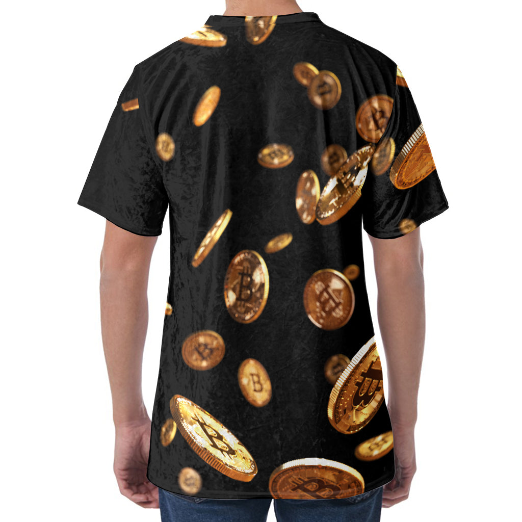 Falling Bitcoin Print Men's Velvet T-Shirt