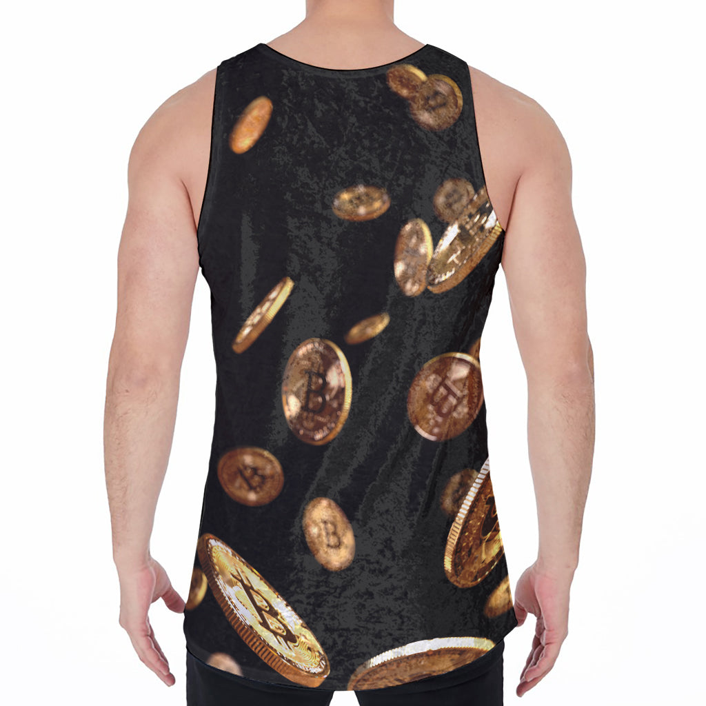 Falling Bitcoin Print Men's Velvet Tank Top