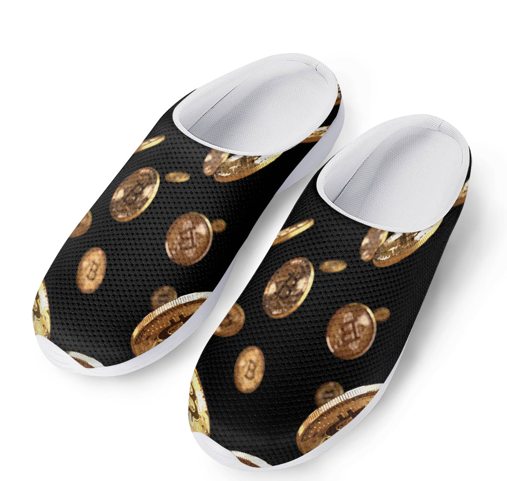 Falling Bitcoin Print Mesh Casual Shoes