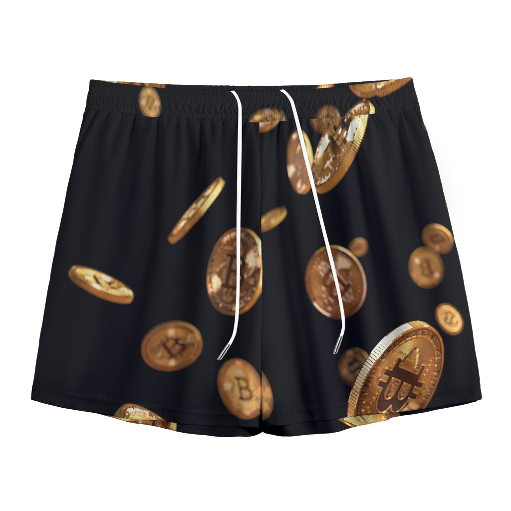 Falling Bitcoin Print Mesh Shorts