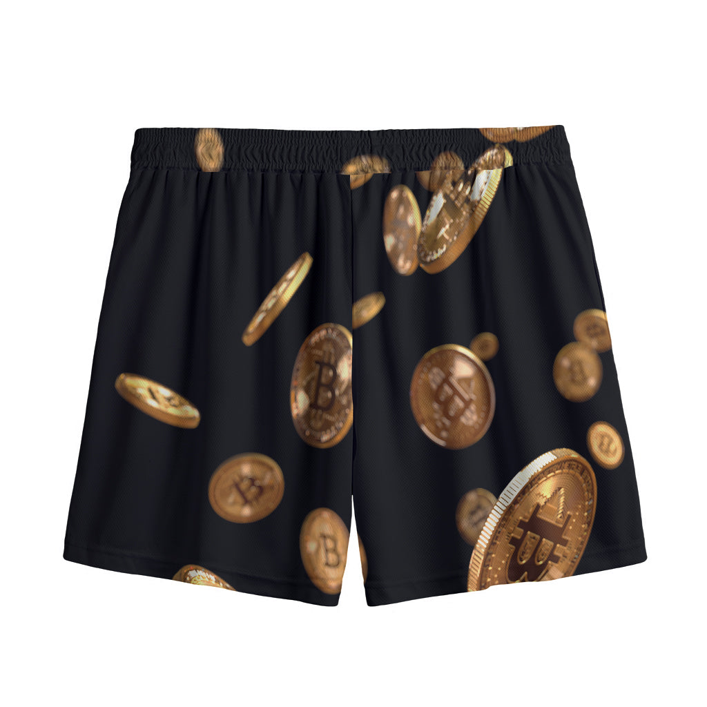 Falling Bitcoin Print Mesh Shorts