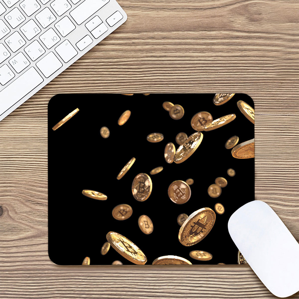 Falling Bitcoin Print Mouse Pad