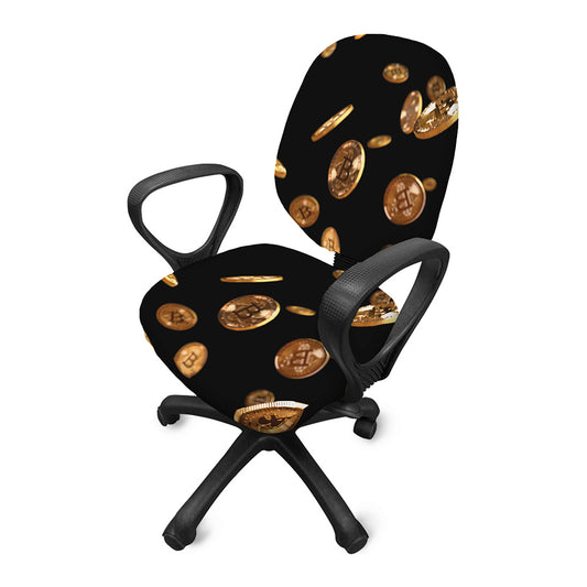 Falling Bitcoin Print Office Chair Cover