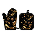 Falling Bitcoin Print Oven Mitt And Pot Holder Set