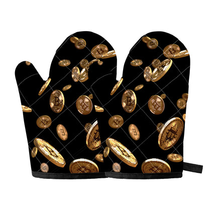 Falling Bitcoin Print Oven Mitts
