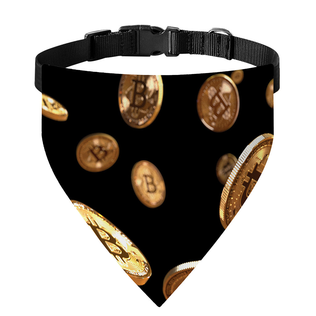 Falling Bitcoin Print Over The Collar Dog Bandana